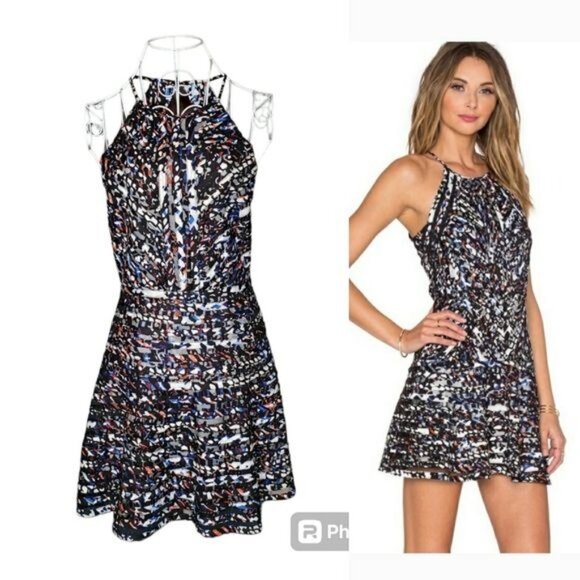 NWT Parker Zulma Halter Mesh Panel Fit & Flare Dress Size Small - Picture 1 of 13